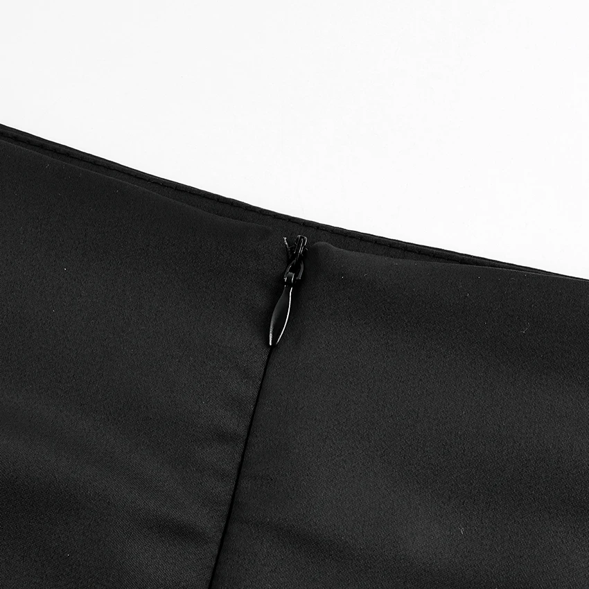 Linad Street Chic Black Satin Drawstring Skirts Woman 2026 Vintage Slim High Waist Straight Skirts Casual Lace Up Skirt Female