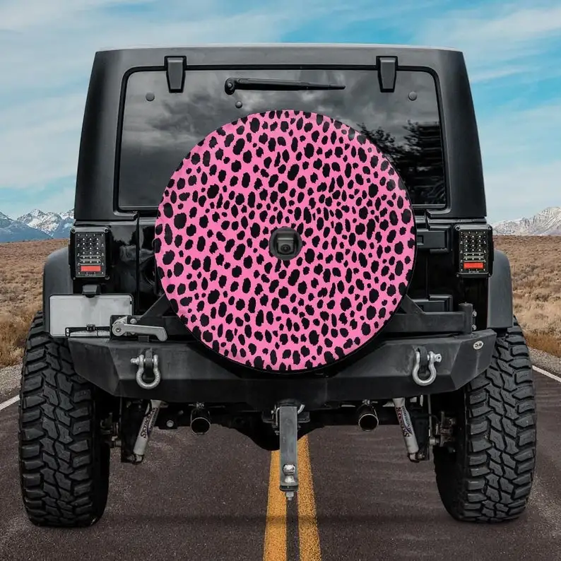 Spare Tire Cover with Pink cheetah pattern, Backup Camera option, Cheetah Tire Cover, girl, Accessories, Backup camera cover