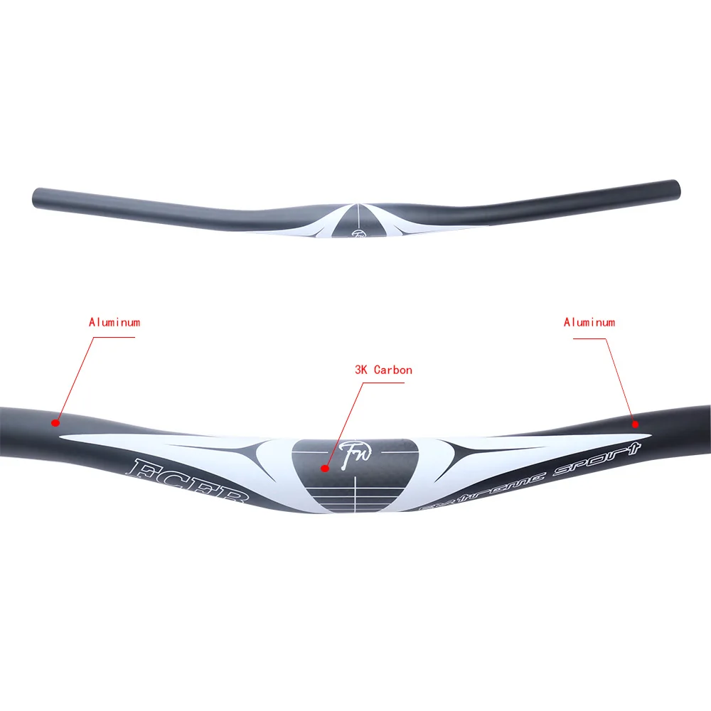 FCFB bike bicycles handlebar  3K carbon+ aluminum moutain handlebar  31.8*620/660MM   Extreme sports  cycling parts