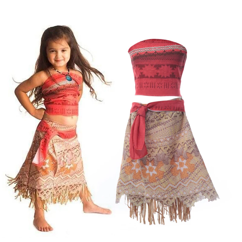 Vestidos de princesa Moana para meninas, trajes Cosplay, roupas Vaiana, roupa de festa, criança menina presente, 3, 6, 8, 10 anos