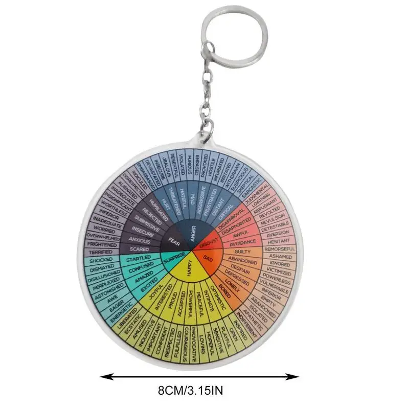 Feelings Wheel Keychain Funny Color Emotion Keyring Emotion Wheel Poster Key Chain For Stress Management Friendship Remembrance