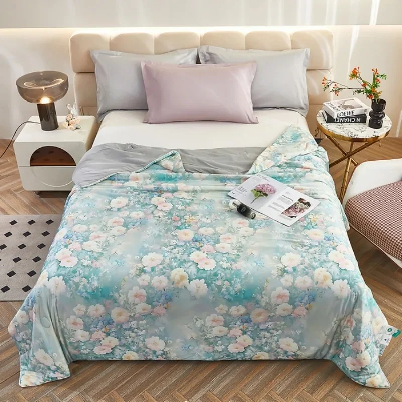 

2025 new hyaluronic acid knitted cool silk summer quilt summer air conditioner house printing summer quilt cool and comfortable