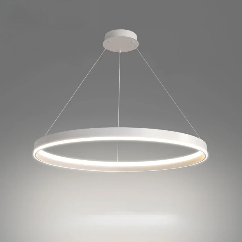 Minimalist White LED Chandelier for Living Room Bedroom Dining Room Kitchen Ring Ceiling Chandelier Lighting Home Decor Light