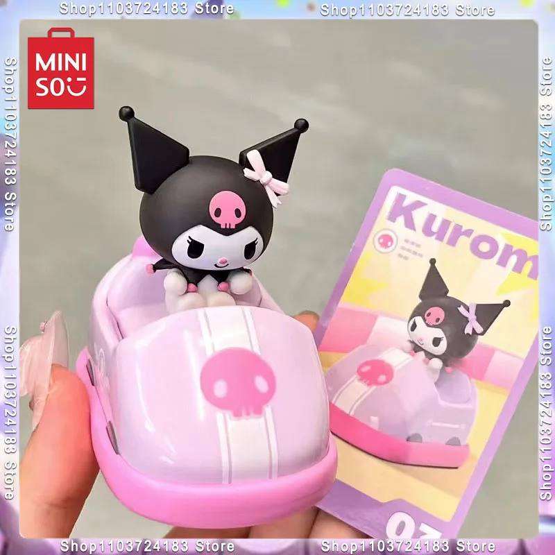 Miniso Sanrio Bumper Car Series Blind Box Trendy Play Cute Hello Kitty Kuromi Pacha Dog Toy Ornament Car Decoration Handmade Gif