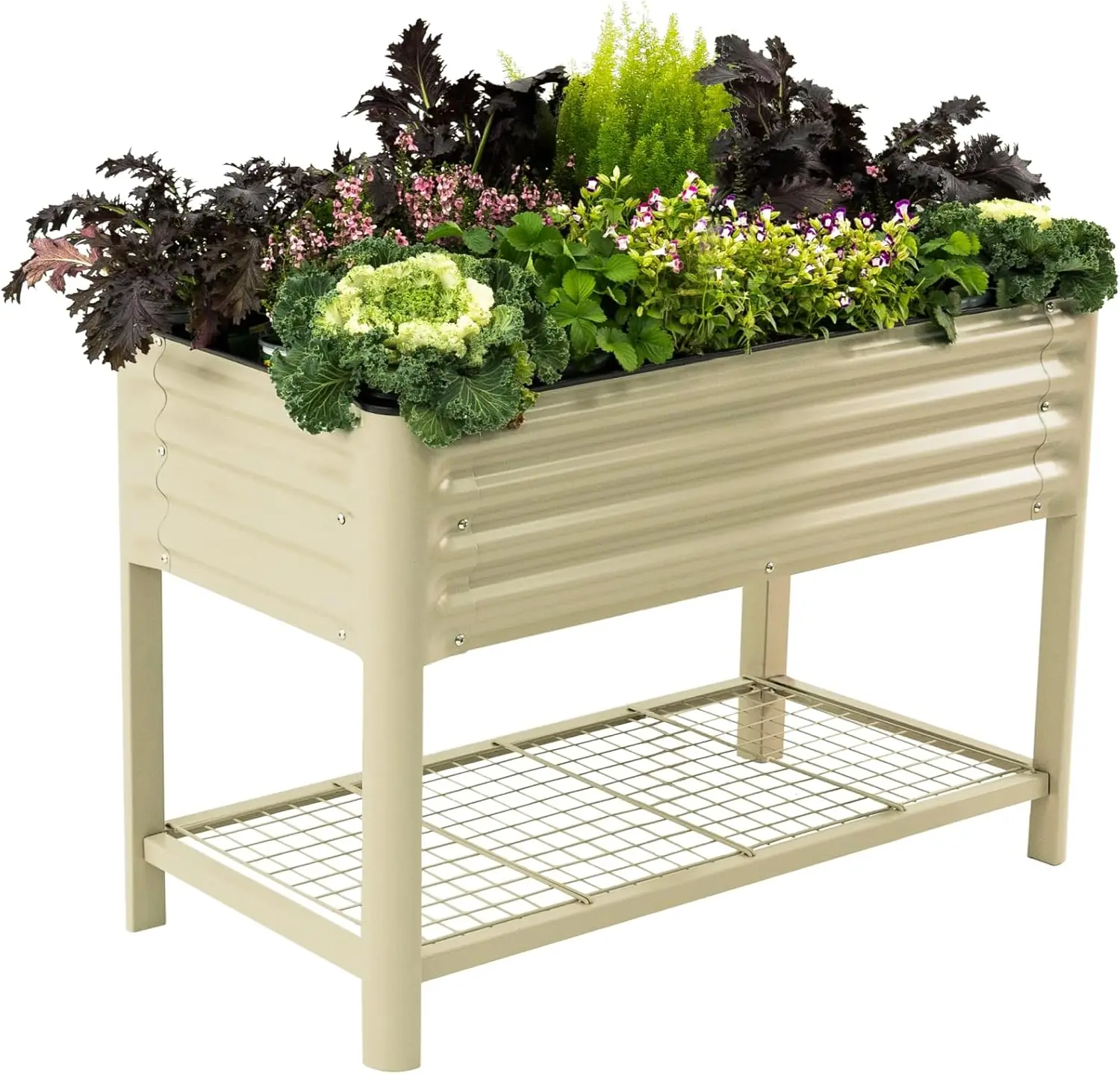 

Elevated Garden Bed-V Series, 2' x 4' Raised Garden Beds with Legs & Storage Rack for Lawn & Patio, 700 Lbs Weight Capacity, Out