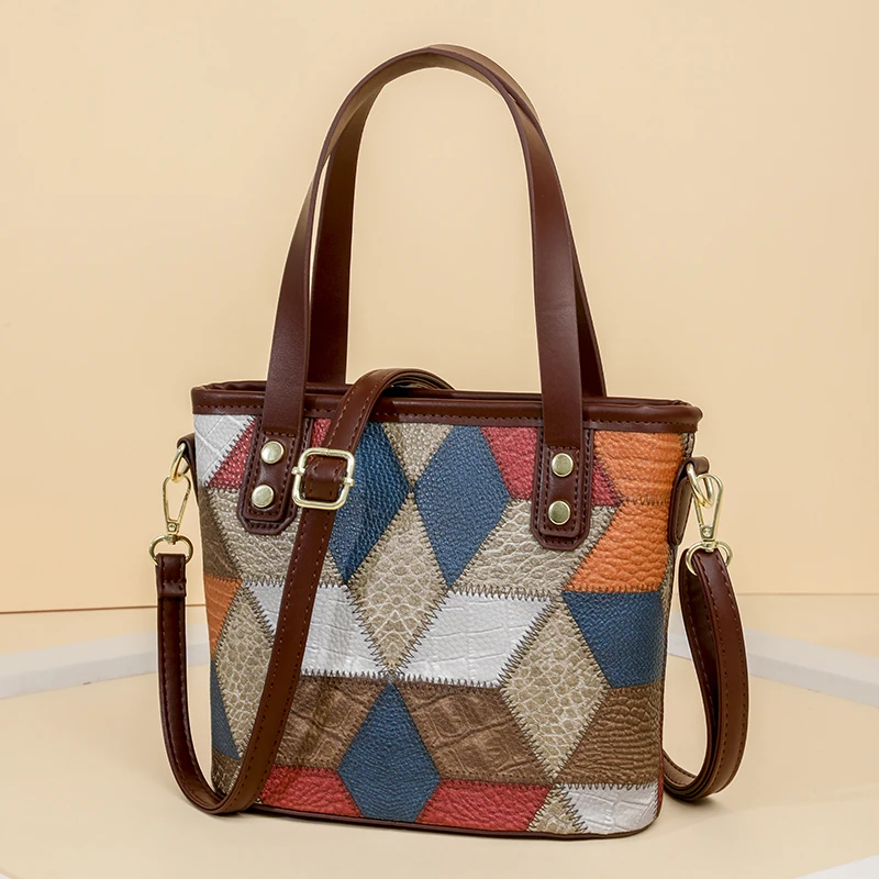 Bolso de mano con empalme de gran capacidad para mujer, bolsa de mano de un hombro, para ocio, compras en contraste, nuevo diseño, 2024