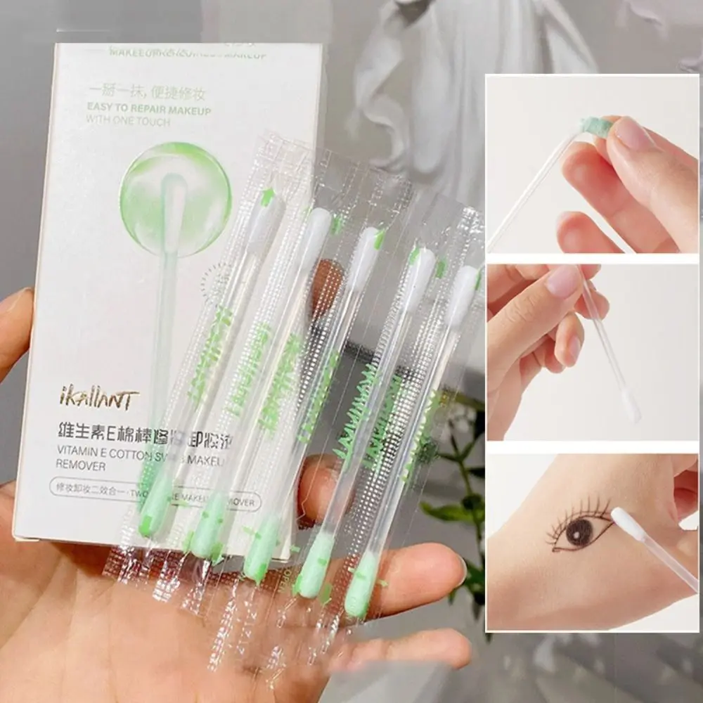 Removedor de maquillaje de agua líquida para mujeres, cuidado de la piel, ojos, labios, bastoncillos de algodón de limpieza de detalles, hisopo removedor de maquillaje