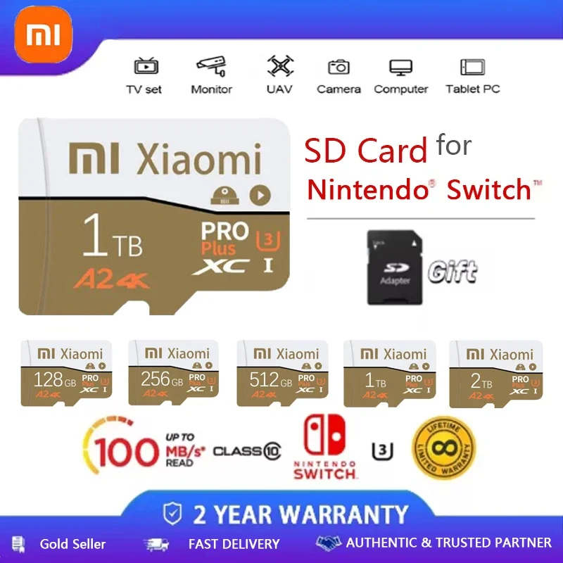 Original Xiaomi 2TB 1TB 512GB Micro SD Card 1-4pcs High Speed Memory Card 256GB 128GB Class TF Card for Drone Equipment Audio PC