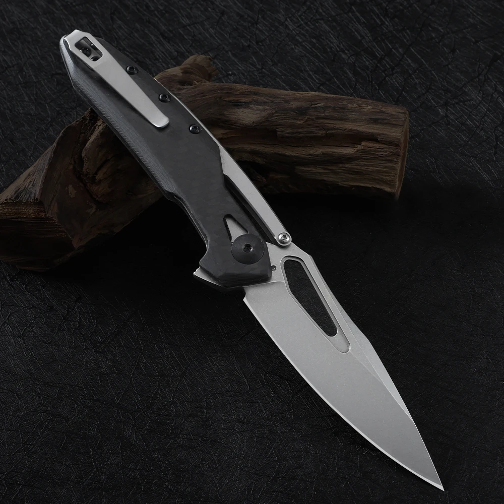 0990/0990CF #   سكين للفرد علامة 20CV شفرة الصلب + ألياف الكربون مقبض في الهواء الطلق التخييم الصيد المطبخ بقاء EDC أداة