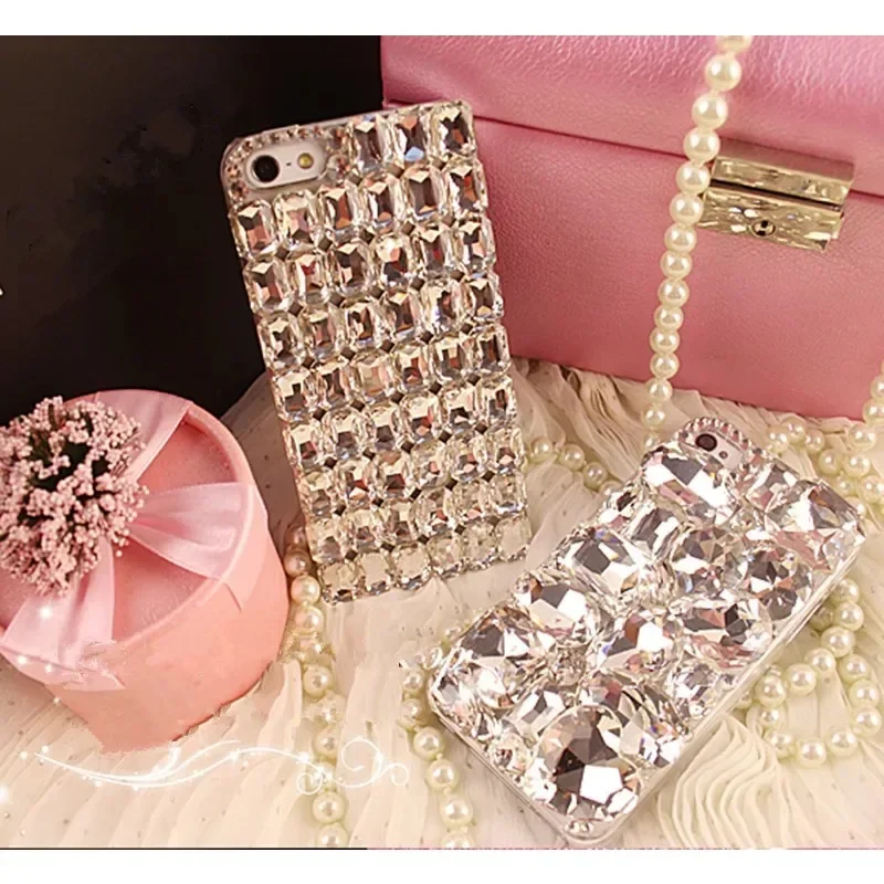 Luxury Glitter Bling Rhinestones Diamond Soft Phone Case for Samsung, S10, S20, S21, S22, S23, S24 Ultra Plus, Note 8, 9, 10, 20