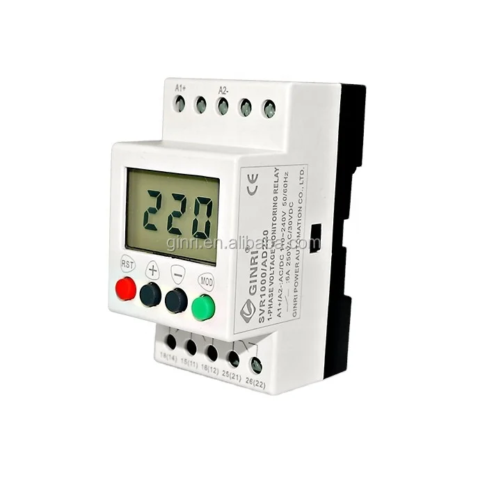 SVR1000 التيار المتناوب/تيار مستمر 110 فولت-220 فولت مراقبة الجهد التتابع الجهد الزائد الجهد المنخفض حماية المرحلات جهاز مرحلة واحدة