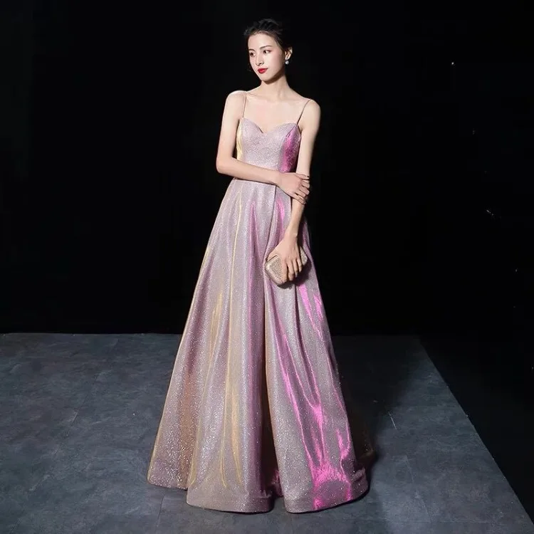 Korejepo 2024 New Bar Banquet Dresses Noble Elegant Sexy Thin Celebrity Starry Sky Long Dress Temperament Evening Vestido Women