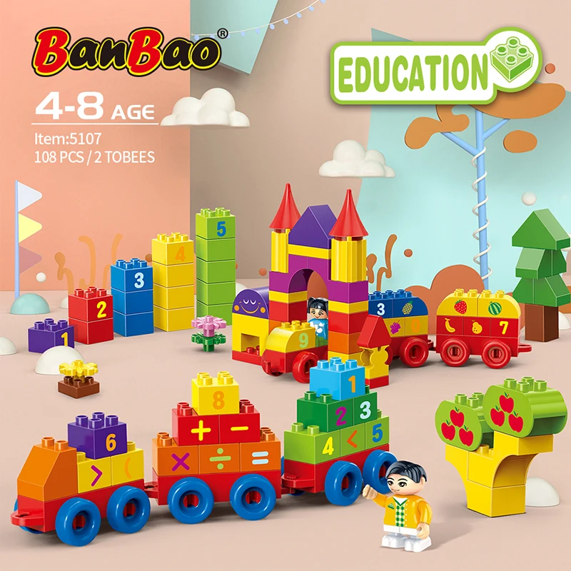 BanBao DIY Big Size Building Blocks Bucket 5107 Recognize numbers fruit Large Particle Bricks Educational Toy For Children Gifts