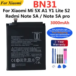 3000mAh BN31 Battery For Xiaomi Redmi Note 5A / Note5A pro Mi 5X A1 Redmi Y1 Lite S2 Mobile Phone Battery + Free Tools