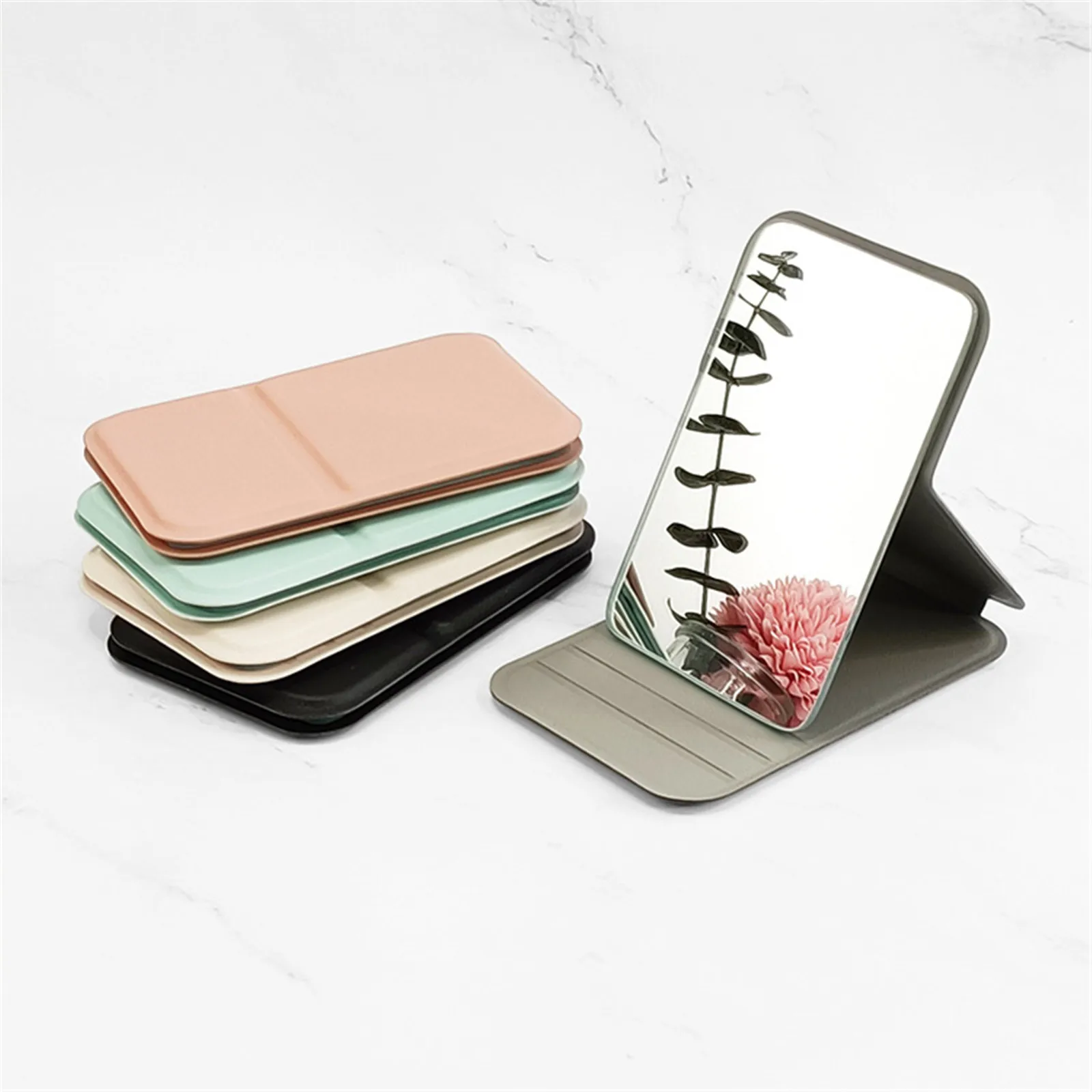 Folding Makeup Mirror High-Quality Portable Makeup Mirror Single-Side Creative Women Solid Color Makeup Mirror