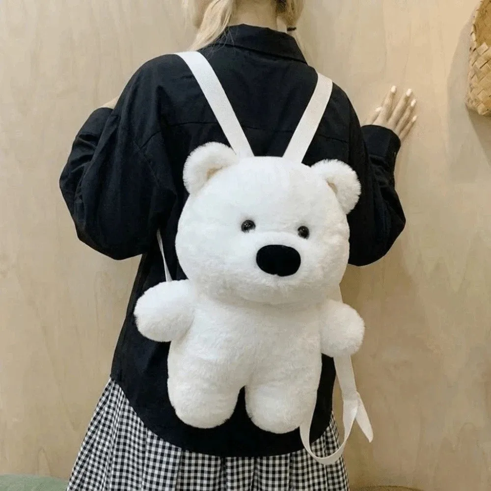 

Cartoon White Dog Backpack Soft Fluffy Lightweight Puppy Shoulder Bag Adjustable Straps West Highland Crossbody Bag