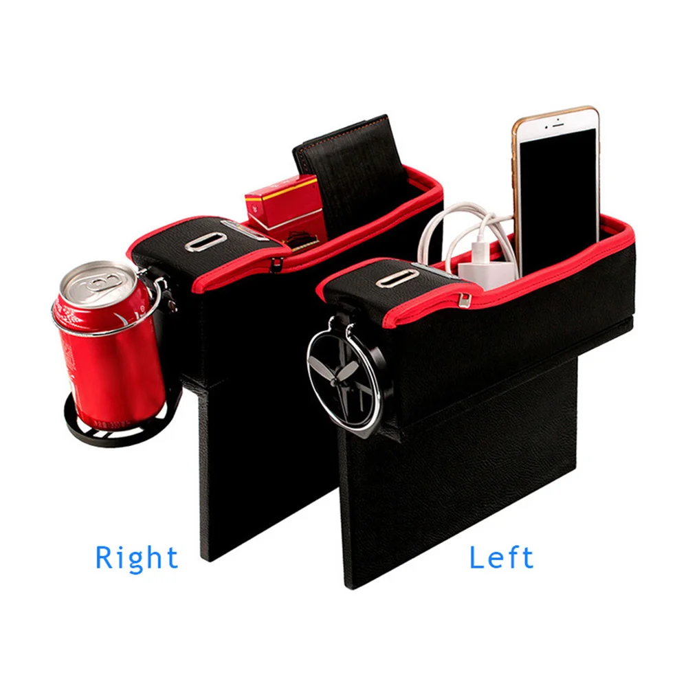 Car Console Seat Storage Box Coin Side Pocket Bottle Holder Auto Organizer For Food Drinks Wallet Phone Key