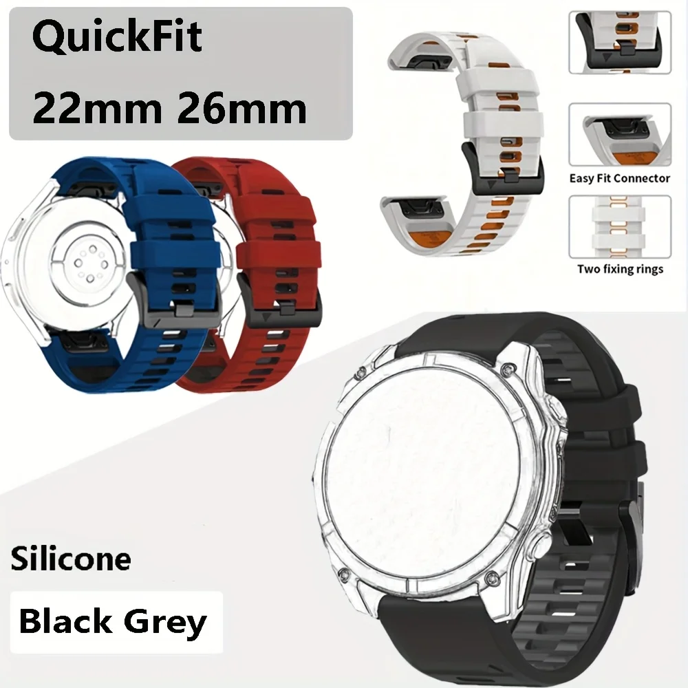 Quickfit 22 26 مللي متر حزام (استيك) ساعة ل Garmin Fenix 8 47 مللي متر 51 مللي متر/7X/7/6X/6 Pro/5X/5 Plus/Epix Gen 2 استبدال حزام سيليكون سوار