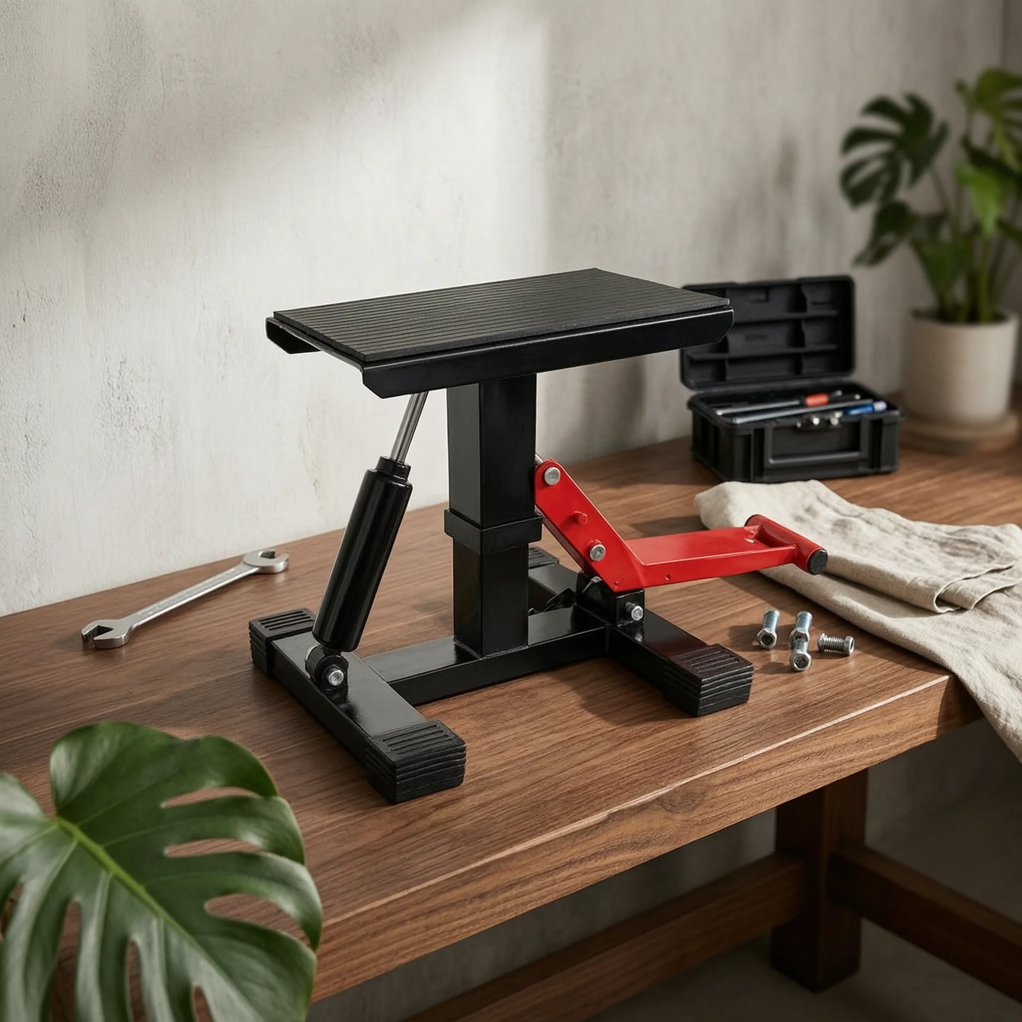 Hydraulic Motorcycle Lift Stand Rotatable Scissor Motorcycle Lift Stand Garage Tool Manual Height Adjustment Transport Gear