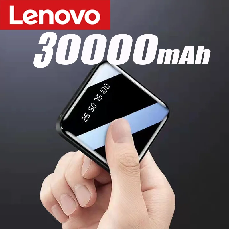 Lenovo mini power bank 30000mah carregamento rápido powerbank led display hd em dois sentidos carga rápida carregador de bateria externa para telefone