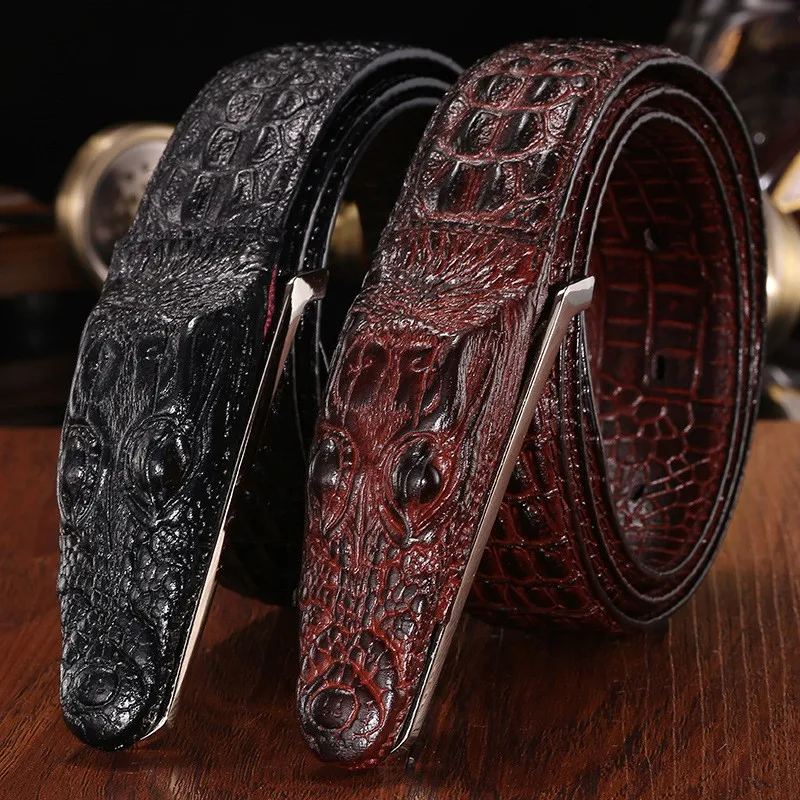 Fashion 3D Alligator Crocodile Shape Cow Leather Belt for Men Coffee Black Mens Belts Luxury Designer Belts Men High Quality B2