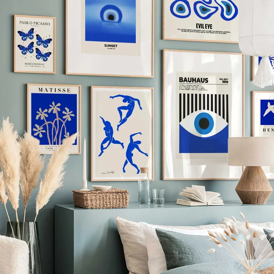 Blue Bauhaus Matisse Andy Warhol Butterfly Botanical Wall Art Canvas Painting Posters And Prints Pictures For Living Room Dec