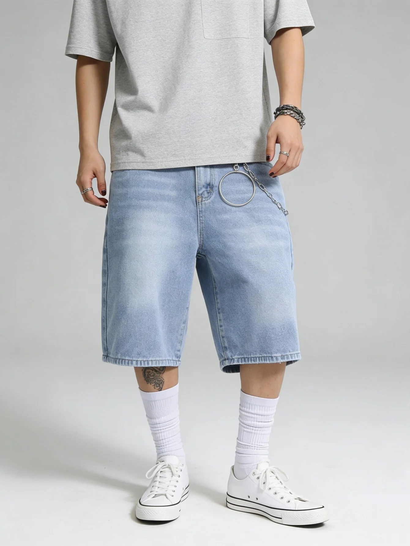 

Повседневные свободные синие джинсовые шорты для мужчин, неэластичные, удобные, для ежедневной носки