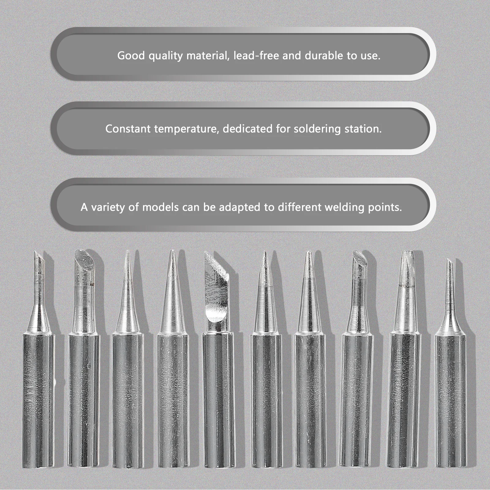 

1Set Replacement Soldering Iron Tips Kit Multipurpose Copper Welding Tips for Electronic Soldering Station Welding Tip