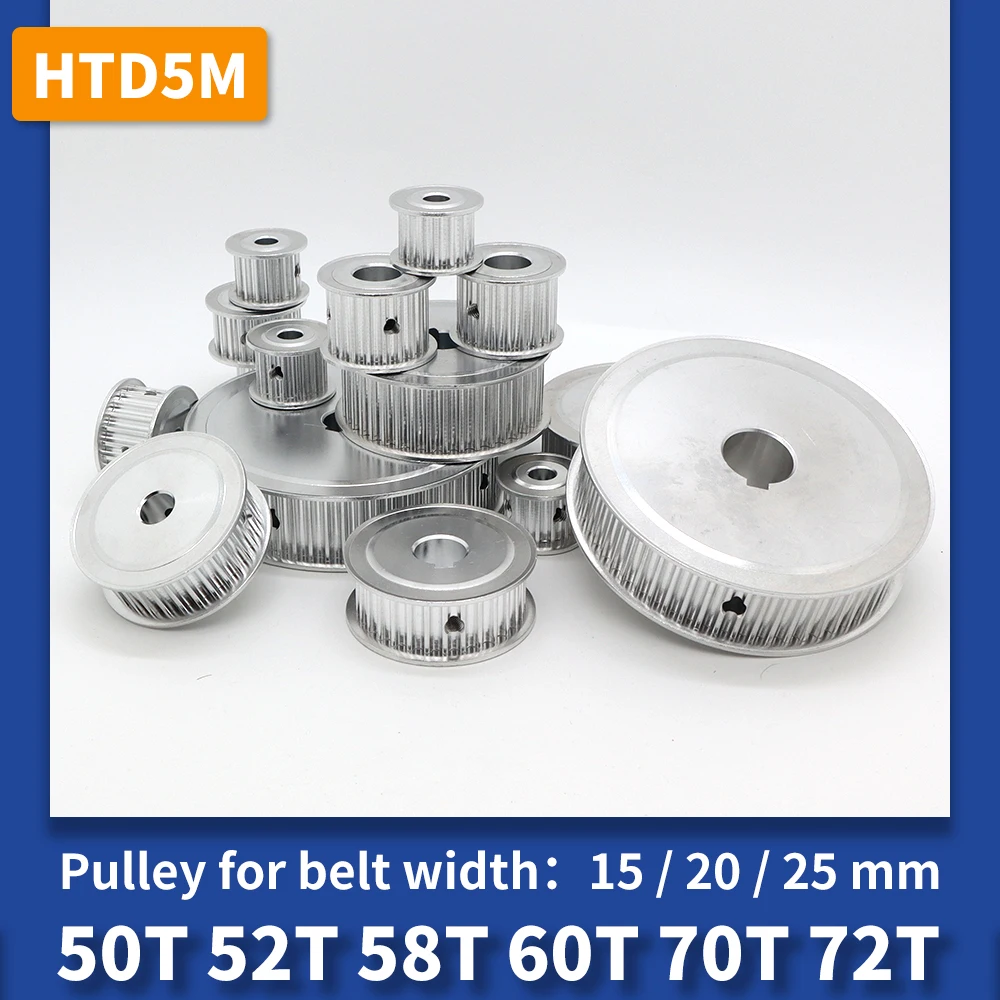HTD 5M Toothed Pulley Keyless 50T 52T 58T 60T 70T 72T HTD5M Belt Pulley 15mm 20mm 25mm HTD 5M Pulley Kit HTD5M Synchronous Wheel