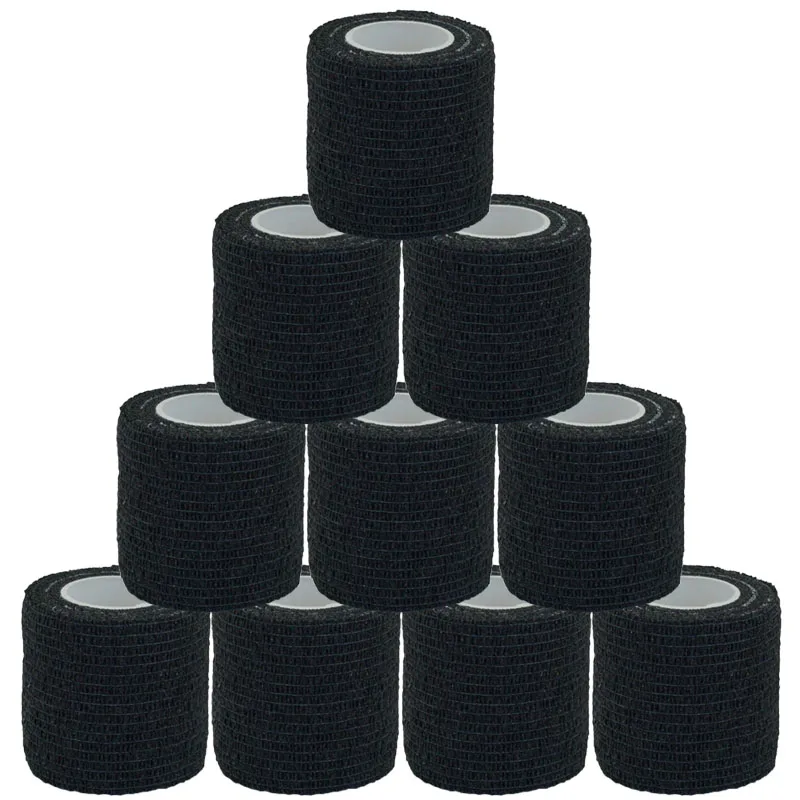 Black Sports Self Adhesive Bandage Vet Wraps Tape Finger Joints Athletic Protective Kit Pet Elastic Bandage 2.5-15CM