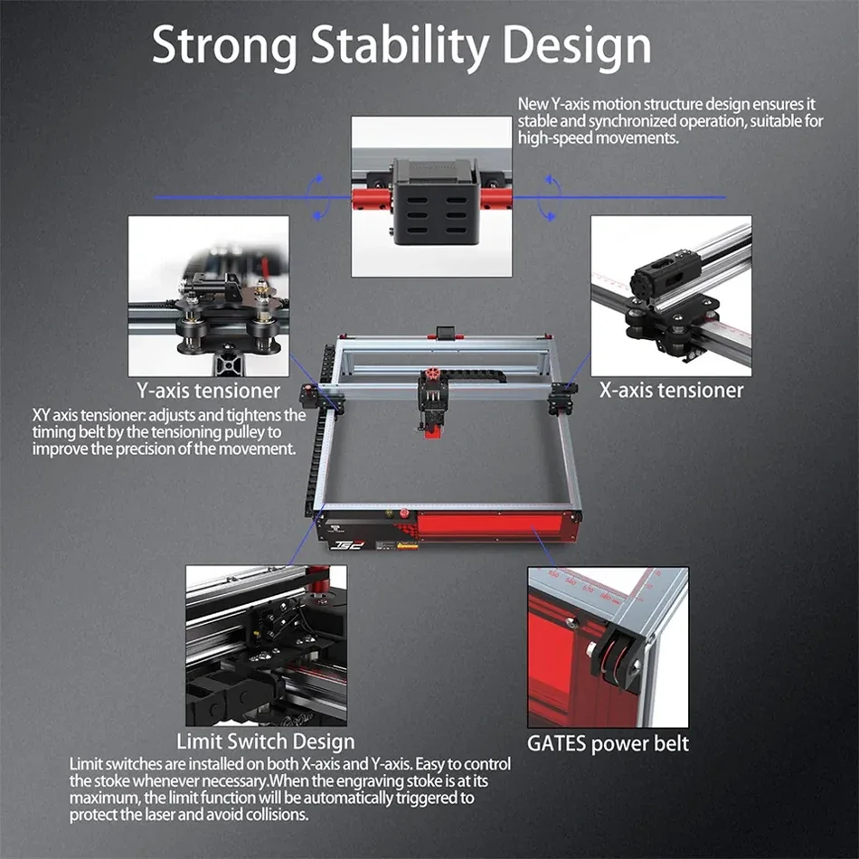 TWOTREES TS2 10W High Precision 450*450mm Cutting Size Desktop DIY Stainless Steel Marking Diode  Engraving Machines