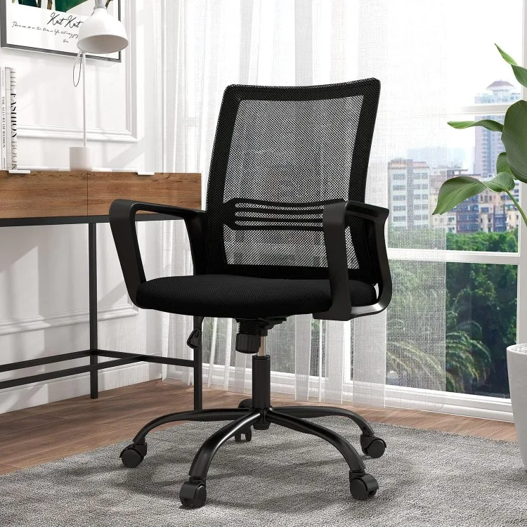 Kursi kantor, 21D X 18W X 35H in, kursi game hitam furnitur kantor