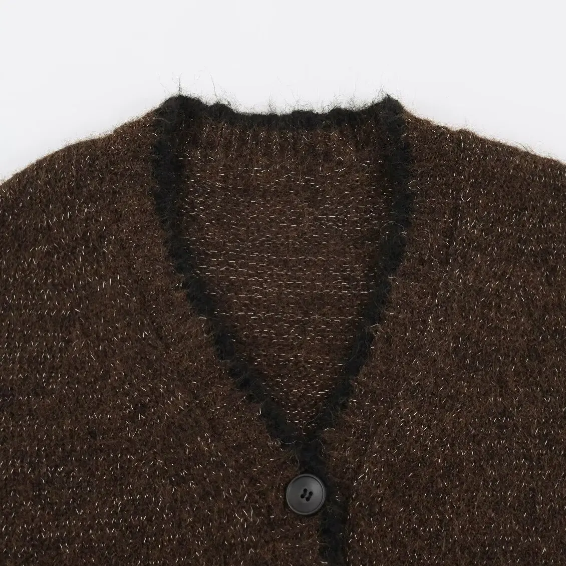 Early Autumn New Arrival Women's Fashionable V-Neck Knitted Open Cardigan Color Block School Style Polyester Fiber Loose Fit
