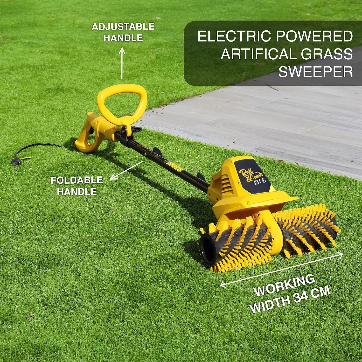Roll & Comb 131E Artificial Grass Sweeper, Corded Electric | For artificial grass only. Not a vacuum cleaner. Outdoor use only.
