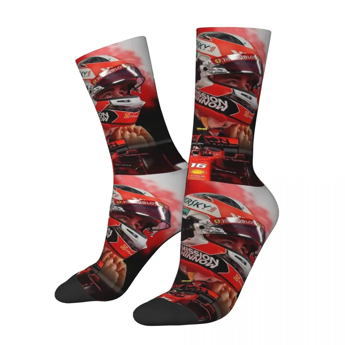 

Retro Racing Charles Leclerc Art Sports Socks Polyester Crew Socks for Women Men Sweat Absorbing