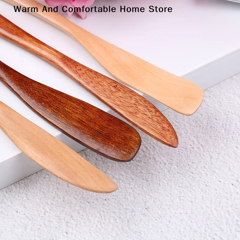 【SE】1PC Delicate Natural Wooden Butter Knife Cheese Spreader Handcraft Kitchen Tool