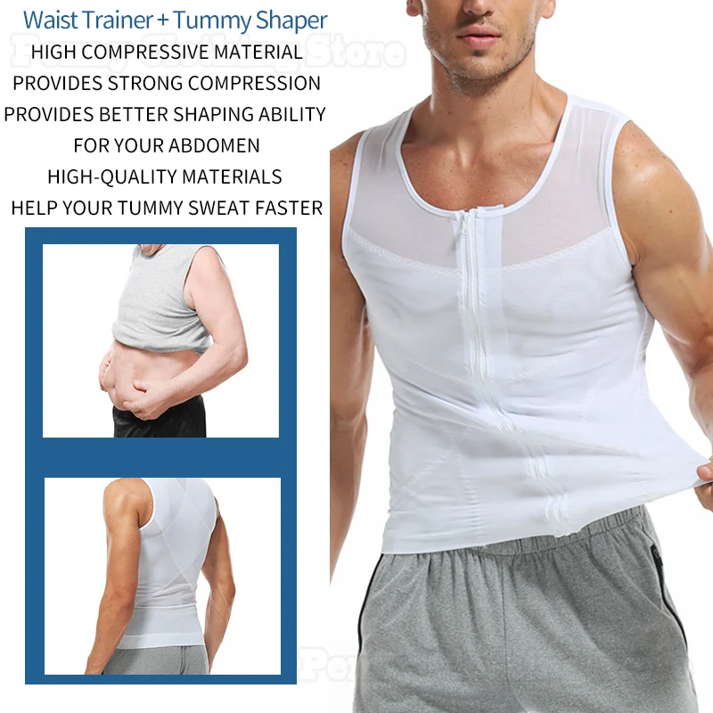 2024 New Tummy Control Shaping Tops Men's Tummy Control Compression Shirt Slimming Shaping Garments Gynecomastia Slim Vest