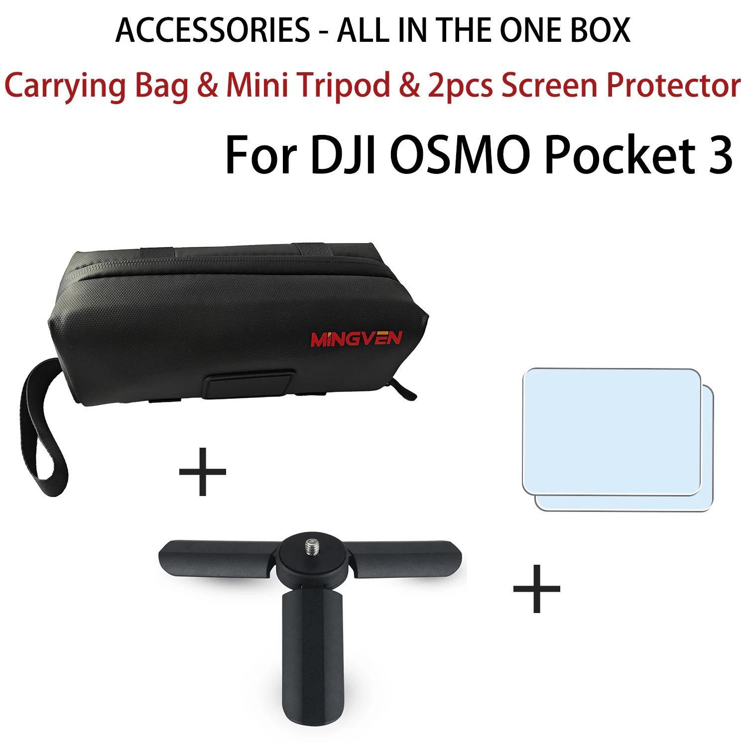 MINGVEN Carrying Bag+Mini Tripod Compatible +Screen Protectorfor DJI Osmo Pocket 3 Camera Accessories