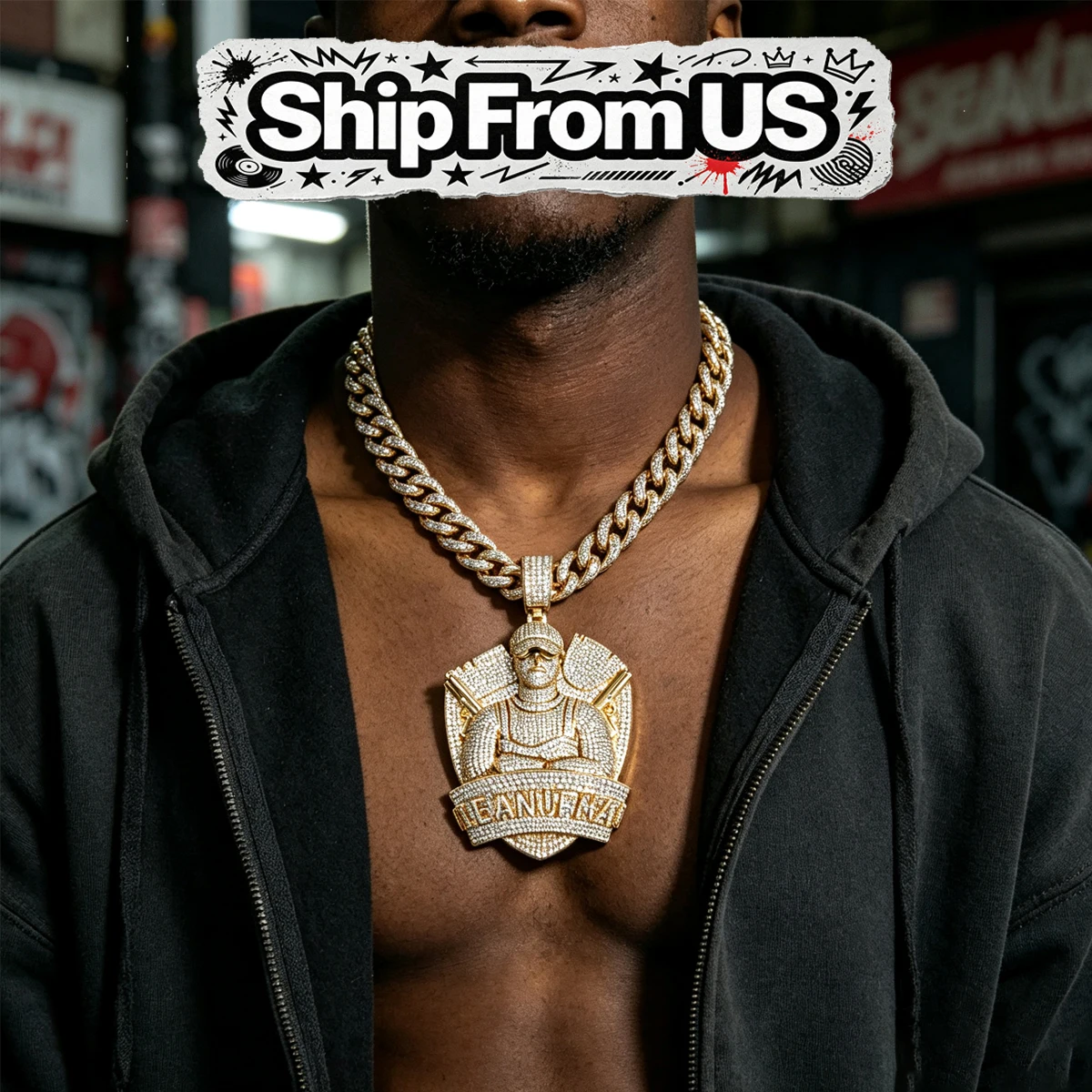 Iced Out Large 3D Hip Hop Character Medallion Pendant Fully Micro Paved Sparkling CZ 18K Gold Plated Singer Rapper Necklace Charm Man With Baseball Cap Portrait Bling Streetwear Fine Jewelry Gifts for Men Boy Friends Club Party Night Out Trendy Statement