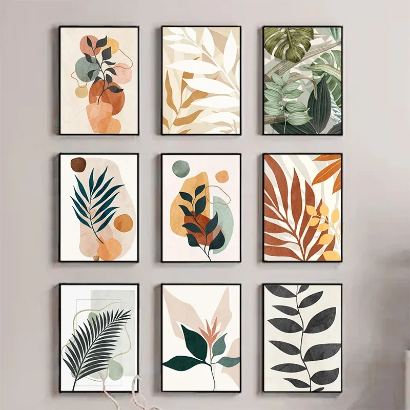 Morandi Color Tropical Plants Painting Canvas Poster Wall Art Pictures for Living Room Bedroom Bar Club Modern Home Decor Gift