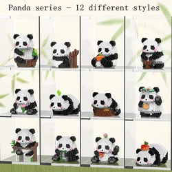 Kawaii Panda Series Micro Particle Building Block Creative Cute Animals DIY Assembled Bricks Toys For Chillren Christmas Gift