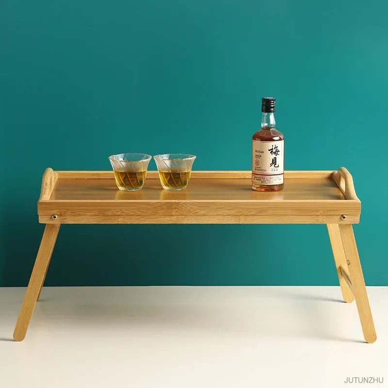 50x30x25cm Portable Natural Bamboo Bed Tray Breakfast Laptop Desk Reading  Gaming Desk Folding Table Useful Simple Kitchen Tool