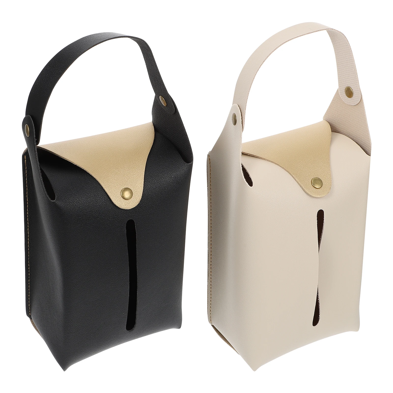 

2Pcs Tissue Box Paper Towel Holder Napkin Storage Bag PU Practical Long Term Use Simple Structure Smooth Pulling Compact