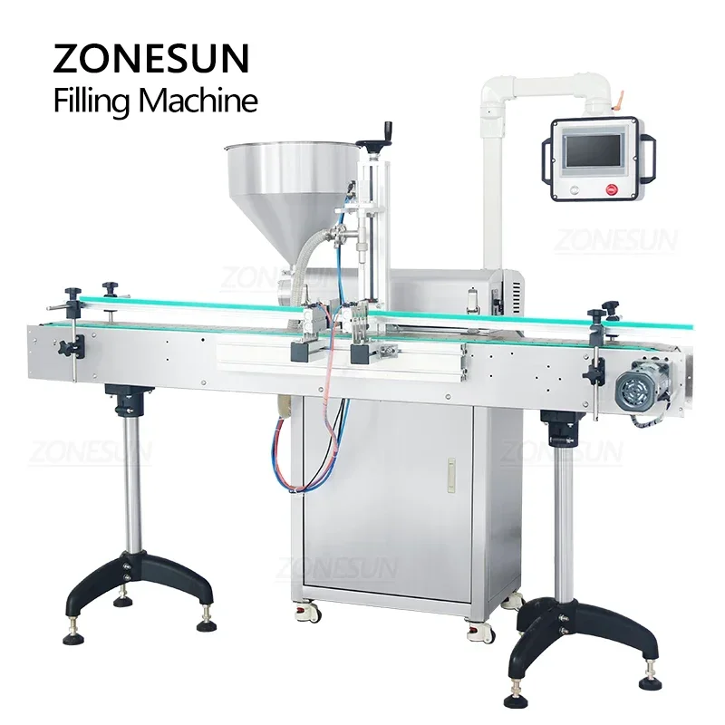 เครื่องบรรจุแบบปั๊มโรเตอร์เซอร์โวมอเตอร์ ZONESUN รุ่น ZS-VTRP1A สำหรับของเหลวข้นหนืด เช่น ครีม น้ำผึ้ง ซอสมะเขือเทศ ซอสพริก สายการบรรจุภัณฑ์