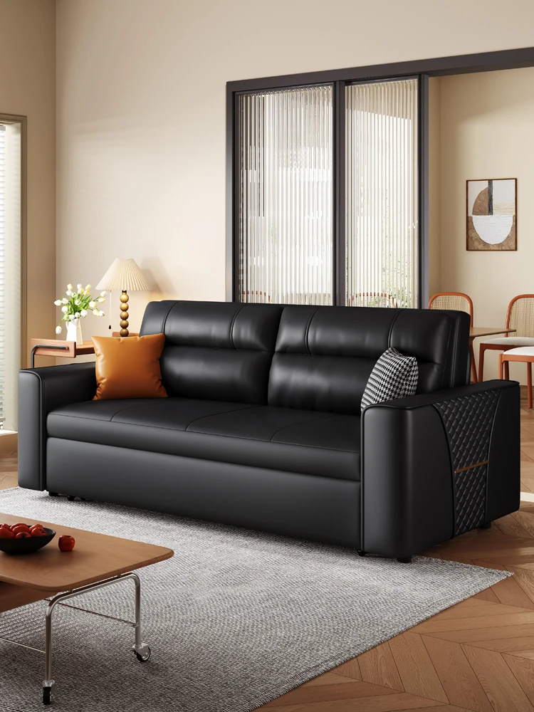 Sofa Bed Dual-purpose Foldable Small Apartment Multi-functional Cat Claw Leather Modern Simple Rental Room Sofa