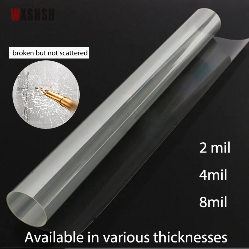 Security Film Clear Shatterproof Explosion-proof Window Film 2mil Transparent Self Adhesive Vinyl for Home and Office 5m Length