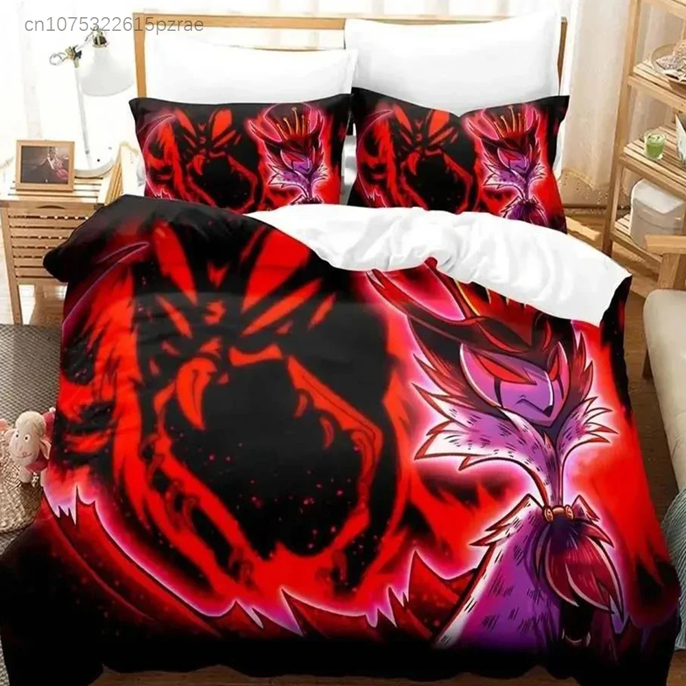 Anime Hazbin Stolas Hotel Bedding Set Duvet Cover Bed Set Quilt Cover Pillowcase Comforter King Queen Size Boys Adult Bedding 3