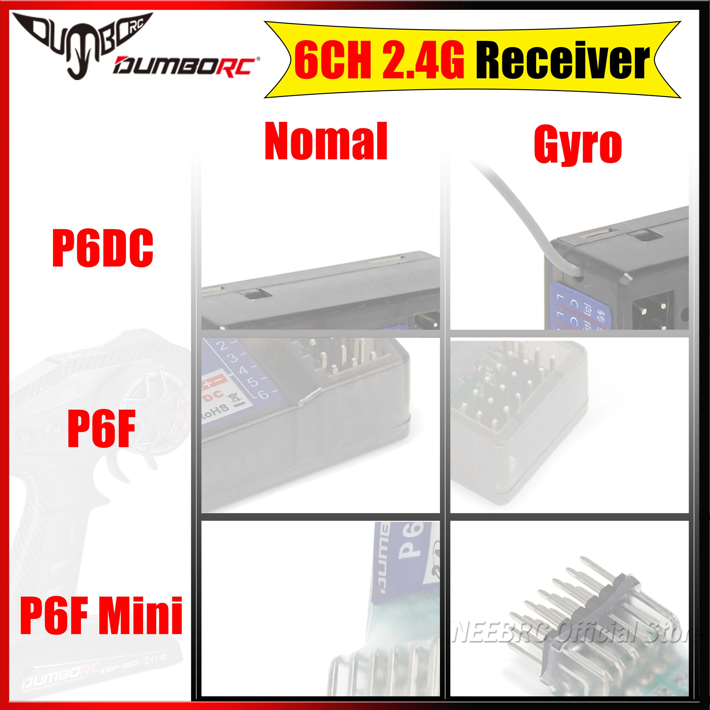 

DUMBORC 6CH P6DC P6F P6F Mini Nomal/Gyro 2.4GHz Receiver Voltage Return for Transmitter DDF-350 X4 X6 RC Car Truck Boat Parts