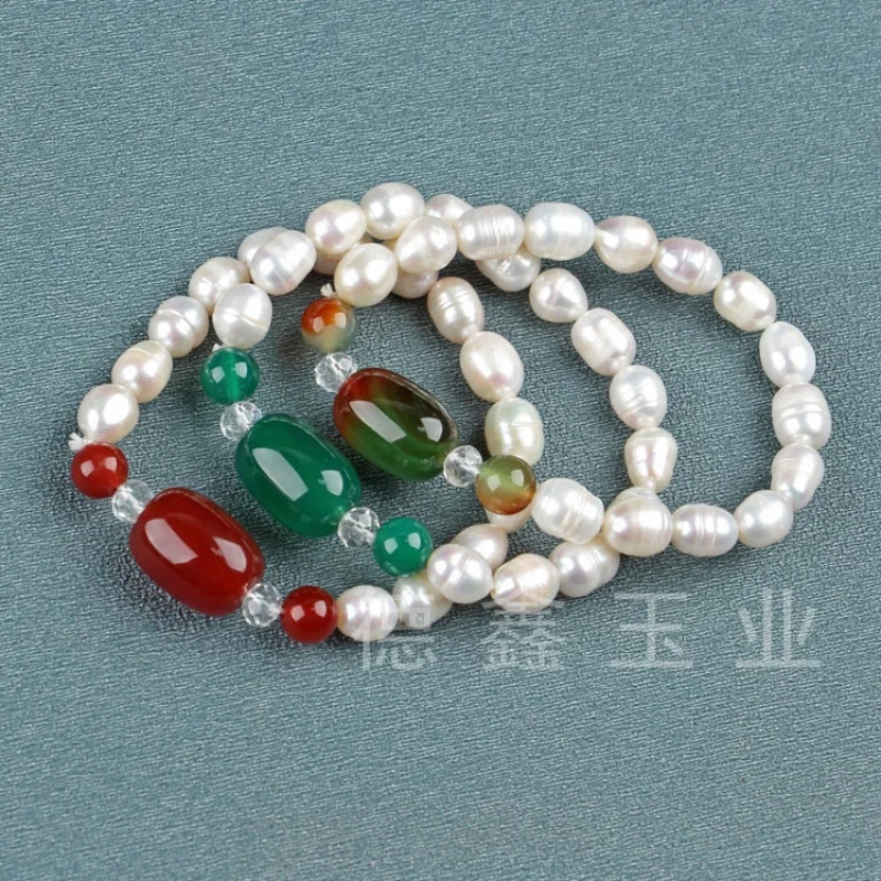 

Pearl Bracelet Large Pearl Micro Thread Agate Barrel Shaped Bead Bracelet Wholesale Freshwater Pearl Live Supply Chain