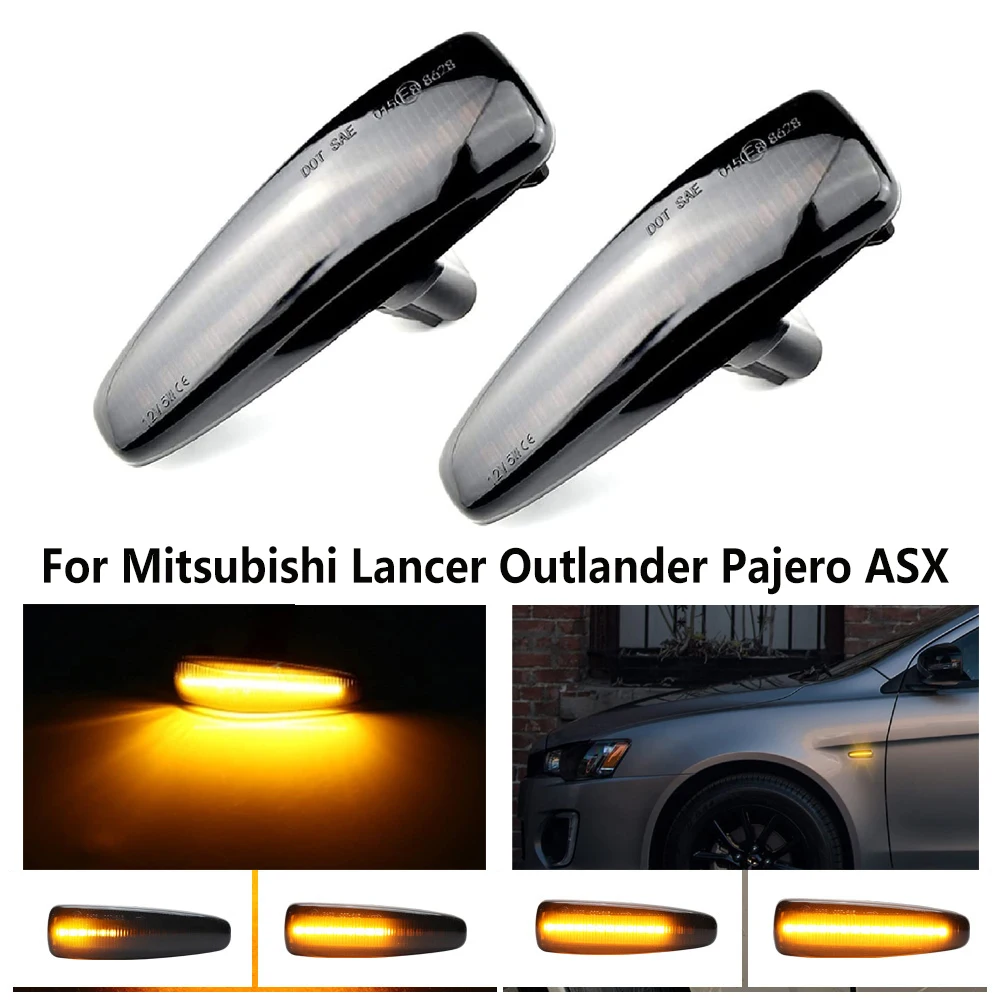 

2X Dynamic LED Side Marker Turn Signal Light Sequential Blinker for Mitsubishi Lancer Sportack Outlander Sport Mirage Pajero ASX